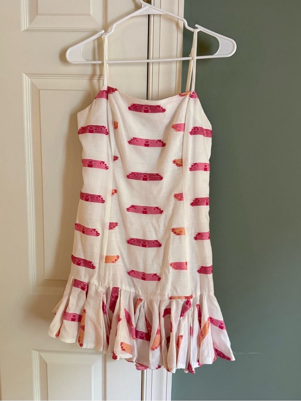 Willa Story White Sundress with Pink Brushstroke Print